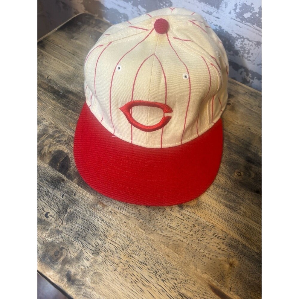 VTG New Era Wool Diamond Collection Cincinnati Reds 5950 Pro Model Pinstripe Fit